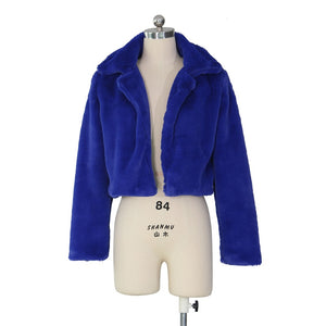 Solid 6 Colors Faux Fur Short Jacket