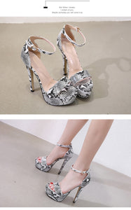 Serpentine Open Toe High Heel Platform Sandals