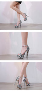 Serpentine Open Toe High Heel Platform Sandals