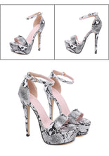 Load image into Gallery viewer, Serpentine Open Toe High Heel Platform Sandals