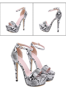 Serpentine Open Toe High Heel Platform Sandals