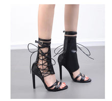 Load image into Gallery viewer, Roman Buckle Strap Gladiator Lace Up Peep Toe Sandals High Heels