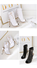 Load image into Gallery viewer, PU Peep Toe Ankle High Heel Boots