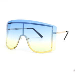 Fashion Oversized Blue Yellow Gradient Sunglasses