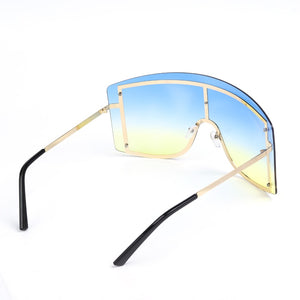 Fashion Oversized Blue Yellow Gradient Sunglasses