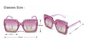 Fashion Custom Letters Square Diamond Sunglasses