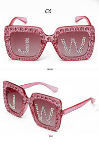 Fashion Custom Letters Square Diamond Sunglasses