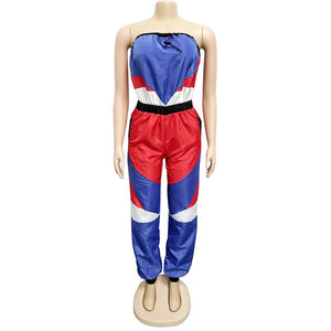 Color Patchwork Casual Strapless Jumpsuit