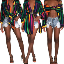 Load image into Gallery viewer, Colorful Stripe Shirt Dress