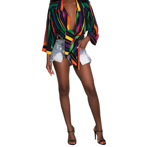 Colorful Stripe Shirt Dress