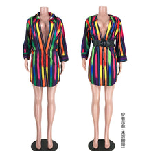 Load image into Gallery viewer, Colorful Stripe Shirt Dress