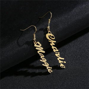 Drop Hanging Personalized Custom Name Earrings