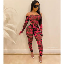 Load image into Gallery viewer, Letters Print Sheer Mesh Two Piece Set