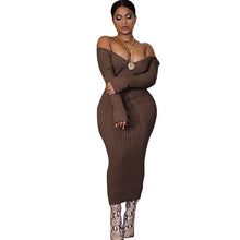 Load image into Gallery viewer, Long Sleeve Off Shoulder Ribbed Dress