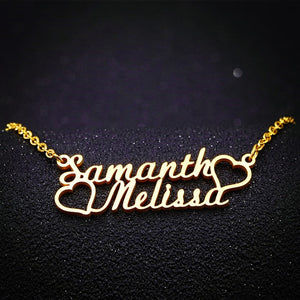 Heart Custom Double Name Pendant Necklace