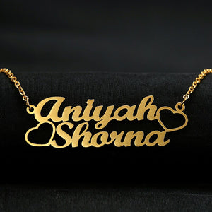 Heart Custom Double Name Pendant Necklace