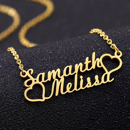 Heart Custom Double Name Pendant Necklace