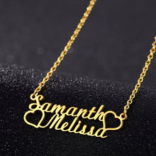 Load image into Gallery viewer, Heart Custom Double Name Pendant Necklace