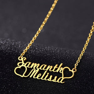 Heart Custom Double Name Pendant Necklace