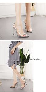 Clear PVC Crystal Rivet High Heeled Sandals