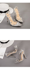 Load image into Gallery viewer, Clear PVC Crystal Rivet High Heeled Sandals