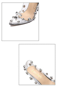 Clear PVC Crystal Rivet High Heeled Sandals