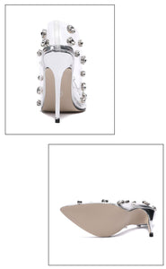 Clear PVC Crystal Rivet High Heeled Sandals