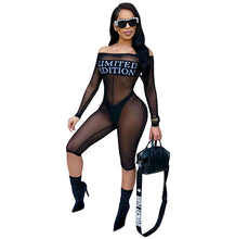 Load image into Gallery viewer, Limited Edition Letters Print Sheer Mesh Jumpsuit