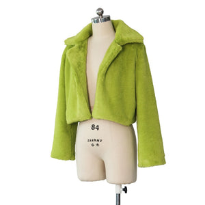 Solid 6 Colors Faux Fur Short Jacket