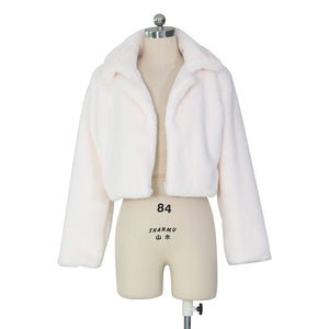 Solid 6 Colors Faux Fur Short Jacket