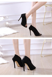 Zipper Fashion Peep Toe Pumps