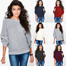 Load image into Gallery viewer, O-Neck Knitted Sweater Batwing Sleeve Pullover Sweater