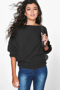 O-Neck Knitted Sweater Batwing Sleeve Pullover Sweater