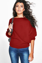 Load image into Gallery viewer, O-Neck Knitted Sweater Batwing Sleeve Pullover Sweater