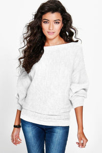 O-Neck Knitted Sweater Batwing Sleeve Pullover Sweater