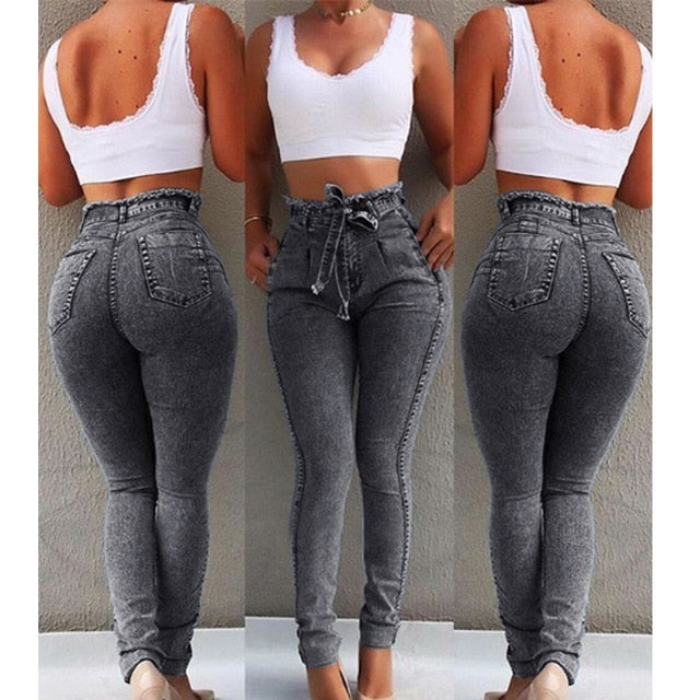 Women's High Waist Skinny Stretch Push Up Jeans