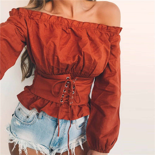 Off Shoulder Cropped  Blouse