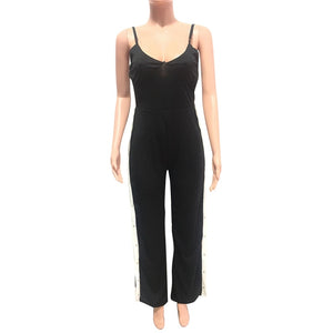 Side Slit Buttons Up Loose Jumpsuits