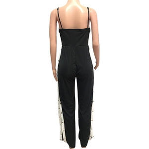 Side Slit Buttons Up Loose Jumpsuits