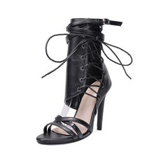 Load image into Gallery viewer, Roman Buckle Strap Gladiator Lace Up Peep Toe Sandals High Heels