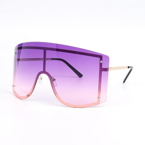 Fashion Oversized Blue Yellow Gradient Sunglasses