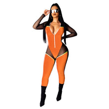 Load image into Gallery viewer, Sheer Mesh Color Patchwork Bandage Jumpsuit