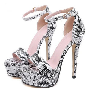 Serpentine Open Toe High Heel Platform Sandals